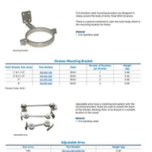 Strainer Mounting Bracket & Adjustable Arms