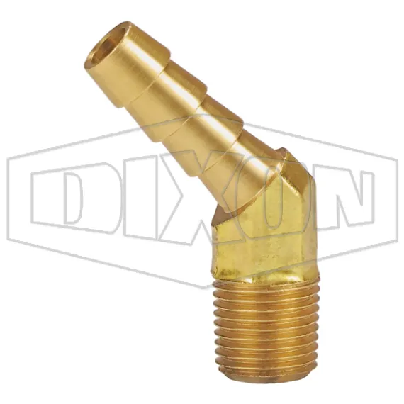 Male NPTF x Hose Barb 45° Elbow