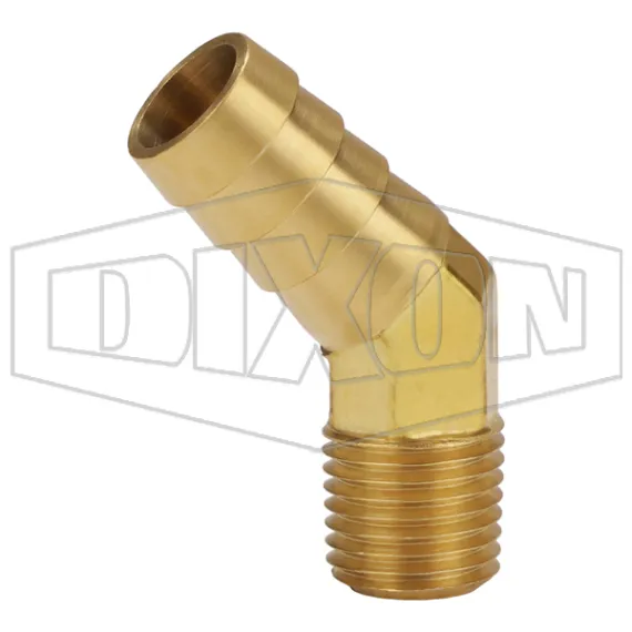 Male NPTF x Hose Barb 45° Elbow