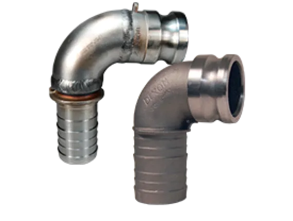 cam and groove type E 90deg elbow adapter x hose shank